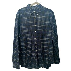 Ralph Lauren Navy Plaid Casual Button Down Shirt Size XL Extra Large Midweight